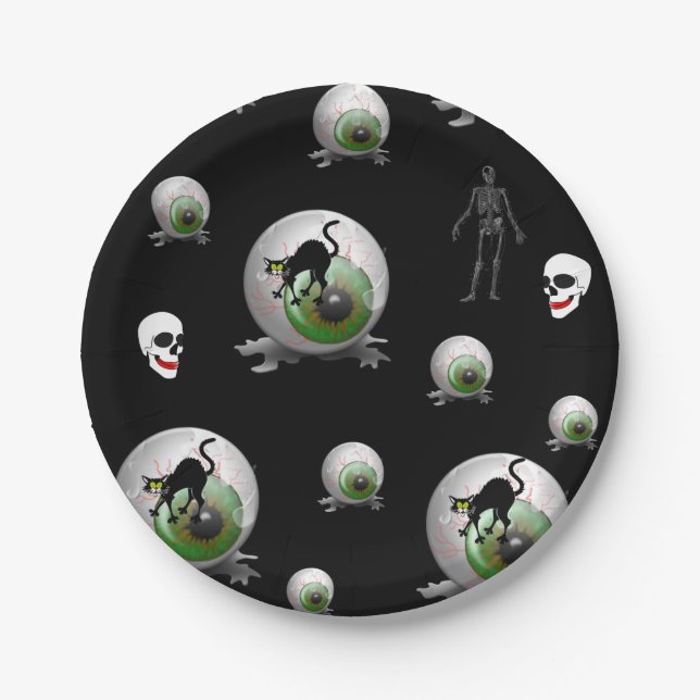 Prato De Papel Chapas de papel Halloween (Frente)