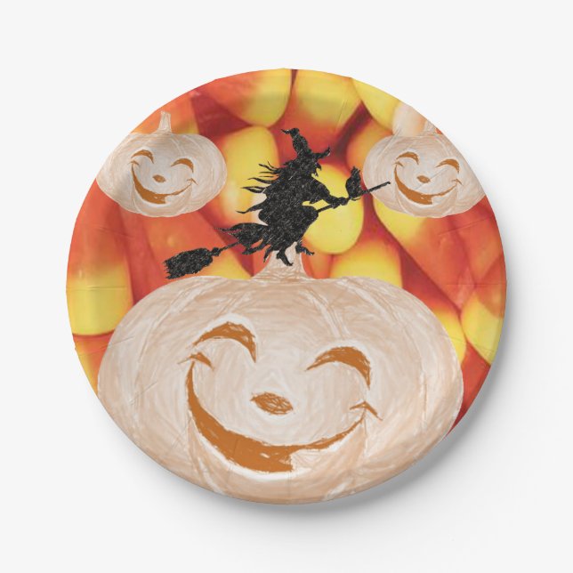 Prato De Papel Chapas de papel Halloween, Abóbora (Frente)