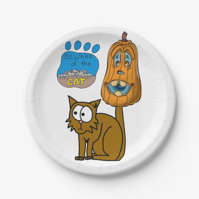 Prato De Papel Chapas de papel Halloween, Cat (Frente)