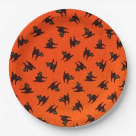 Prato De Papel Chapas de Papel Halloween/Gato Negro