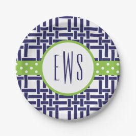 Prato De Papel Chapas de papel monogramas de bambu e Grosgrão