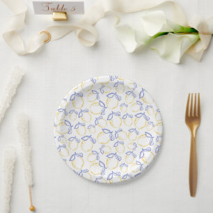 Prato De Papel Chapas de Papel-Padrão de Limão Desenhado à Mão