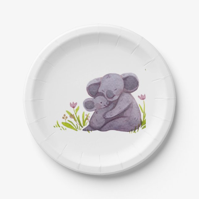 Prato De Papel Chapas de papel para babyshower Koala (Frente)