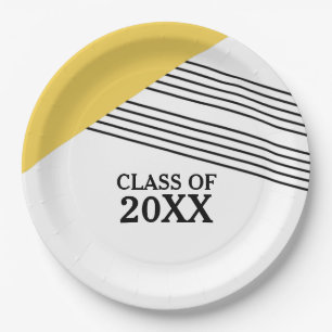 Prato De Papel Chapas de Papel para Graduação Geométrica Amarelo