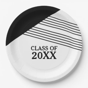 Prato De Papel Chapas de Papel para Graduação Geométrica Preta