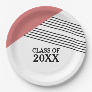 Prato De Papel Chapas de Papel para Graduação Geométrica Vermelha