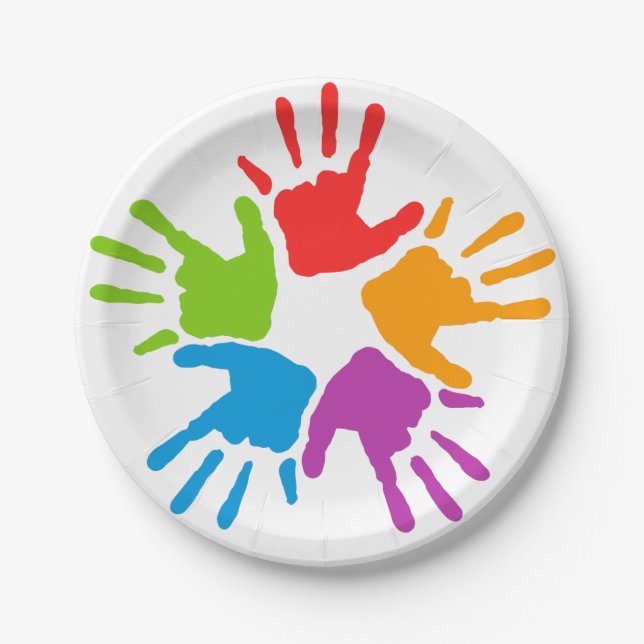 Prato De Papel Chapas de papel para mãos pintadas (Frente)