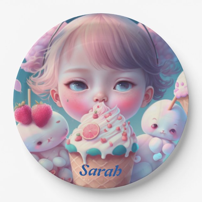 Prato De Papel Chapas de papel para sorvete Kawaii (Frente)