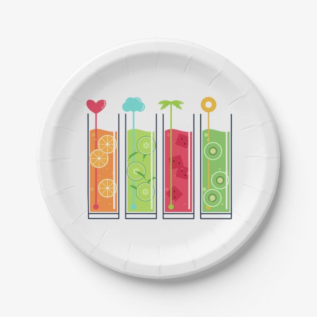 Prato De Papel Chapas de papel para sumos de Verão (Frente)