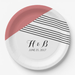 Prato De Papel Chapas de papel para tiras Geométricas Vermelhas