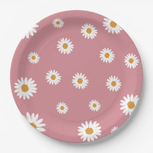 Prato De Papel Chapas de Tema Rosa Dusty
