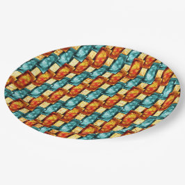 Prato De Papel Chapas retangulares esculpidas e manchadas, ciano