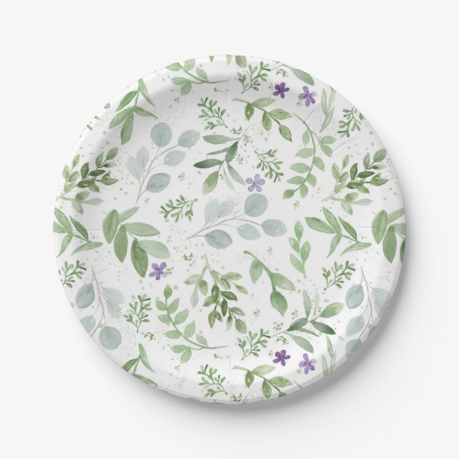 Prato De Papel Chapas - verde e lavanda (Frente)