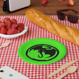 Prato De Papel Chapas verdes de Dragão Negro