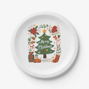 Prato De Papel Chapéu de Papai Noel de árvore de Natal vintage an