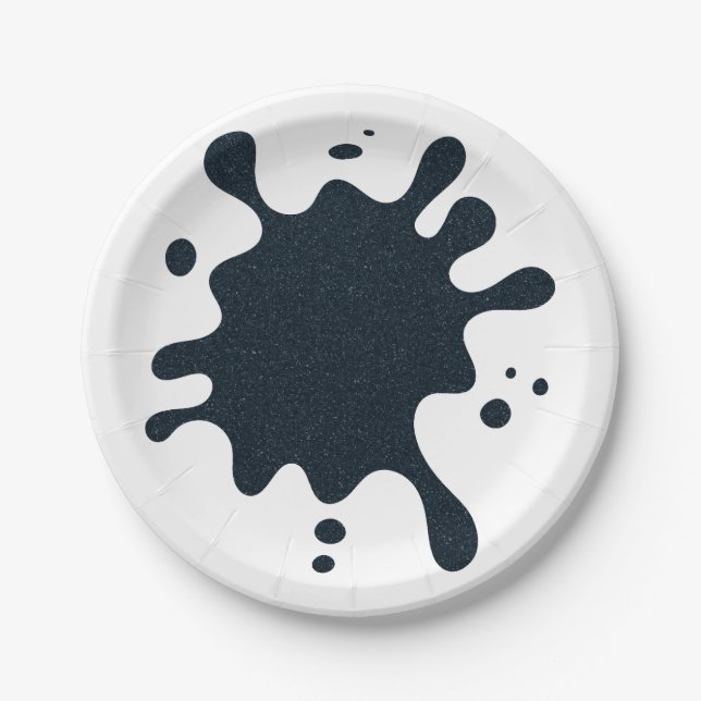 Prato De Papel Charcoal Ink Drop Party Plate – Customizable (Frente)