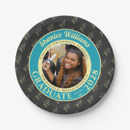 Prato De Papel Charcoal Photo Modern Graduation Party