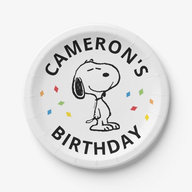 Prato De Papel Charlie Brown e Gang Confetti Aniversário (Frente)