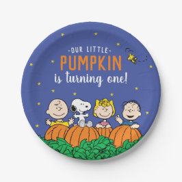Prato De Papel Charlie Brown e Gang Pumpkin primeiro aniversario
