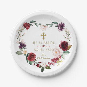 Prato De Papel Charm White Cream Flowers Ele É Dourado Páscoa