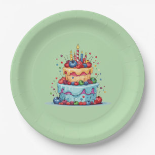 Prato De Papel charme de bolo de aniversário