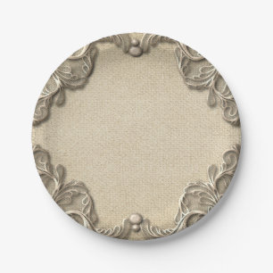 Prato De Papel Charme Sulista Vintage Elegante Em Noiva De Renda 