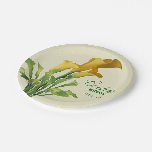 Prato De Papel Charming Calla Lily Wedding Paper Plates (Inclinado)