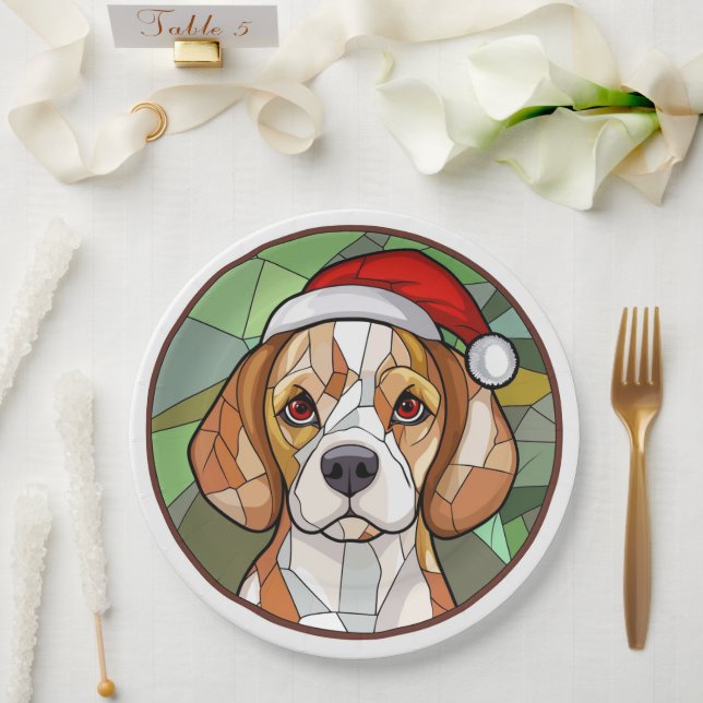Prato De Papel Charming Canine Cheer: Beagle temeu o Natal (Casamento)