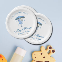 Prato De Papel Chás azuis trazem Chá de fraldas de flores