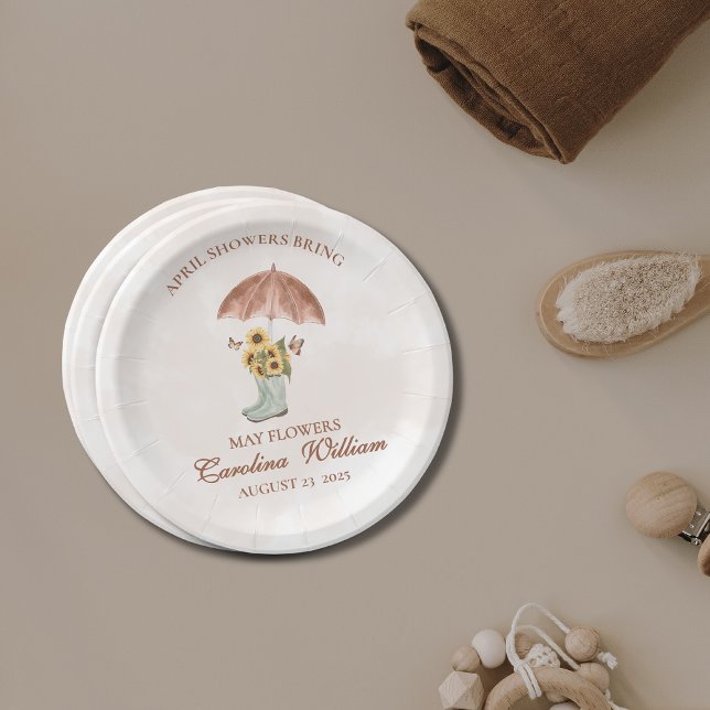 Prato De Papel Chás Boho April Trazem Chá de fraldas Flor (Criador carregado)