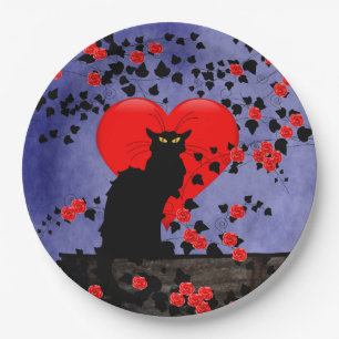 Prato De Papel Chat Noir com Rosas Vermelhas