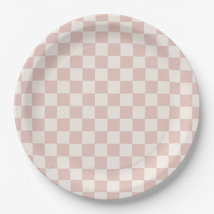Prato De Papel Check Pale Beige Checkered Pattern Board
