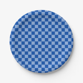 Prato De Papel Checkerboard Azul Cobalto