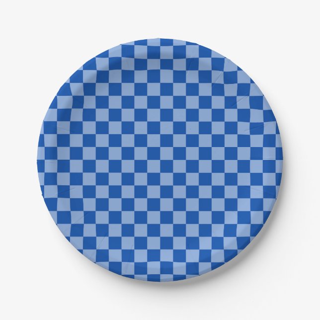 Prato De Papel Checkerboard Azul Cobalto (Frente)