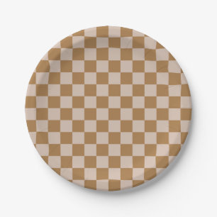 Prato De Papel Checkerboard castanho