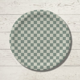 Prato De Papel Checkerboard verde