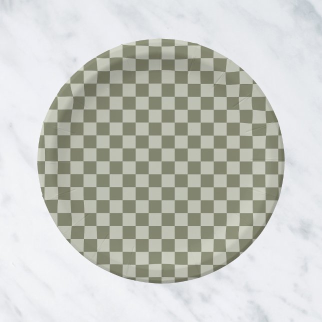 Prato De Papel Checkerboard verde de sábado (Criador carregado)