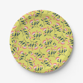 Prato De Papel Cheerful Floral Pattern: Pink Flowers