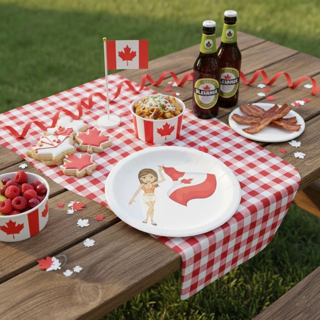 Prato De Papel Cheering For Canada Paper Plates (Criador carregado)