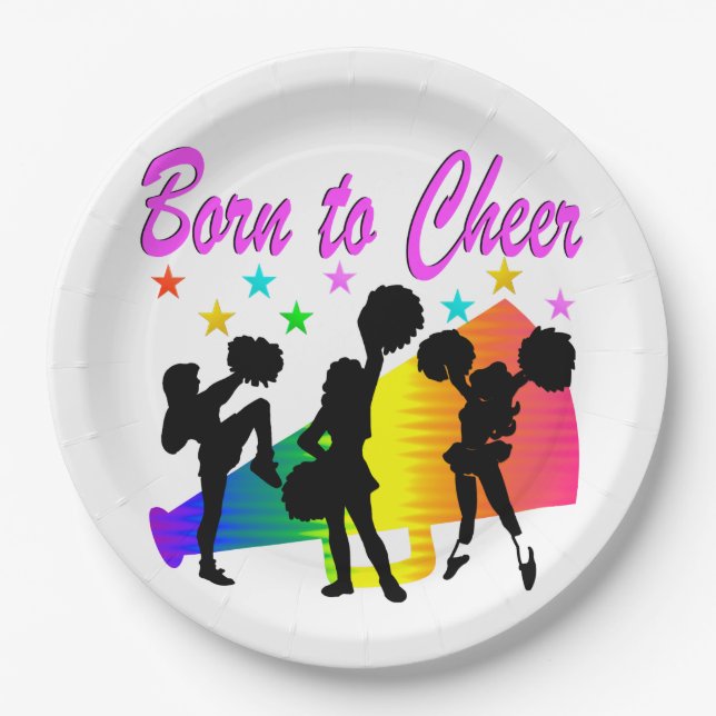 PRATO DE PAPEL CHEERLEADING RAINBOW MEGAPHONE DESIGN (Frente)