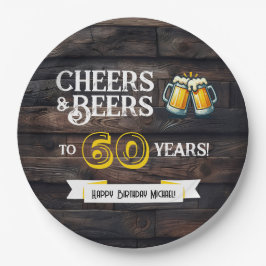 Prato De Papel Cheers and Beers to 60 Years Rustic Birthday