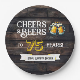 Prato De Papel Cheers and Beers to 75 Years Rustic Birthday