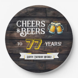 Prato De Papel Cheers and Beers to 77 Years Rustic Birthday