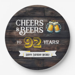 Prato De Papel Cheers and Beers to 92 Years Rustic Birthday