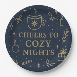 Prato De Papel Cheers to Cozy Nights Paper Plate