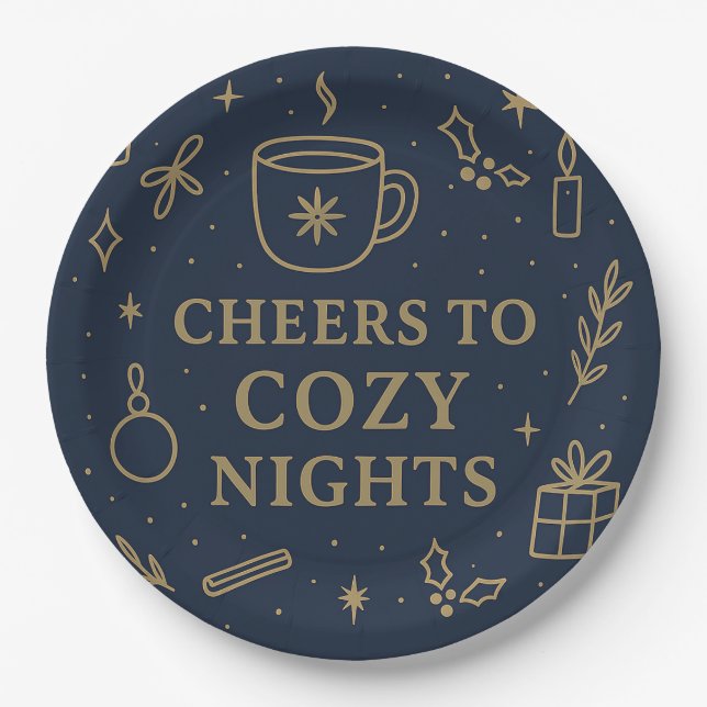 Prato De Papel Cheers to Cozy Nights Paper Plate (Frente)
