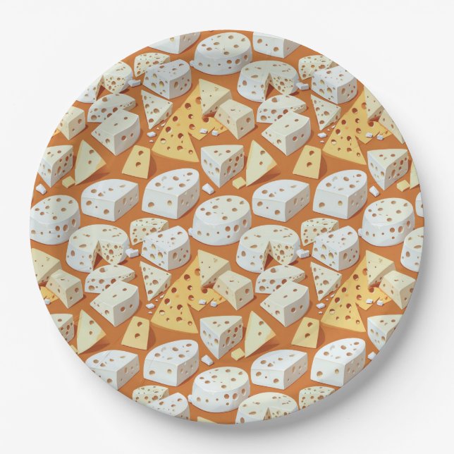 Prato De Papel Cheese Pieces With Natural Holes Cute Pattern  (Frente)