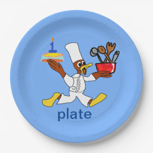 Prato De Papel Chef Azul Fundido Ducky Kazoo Plate