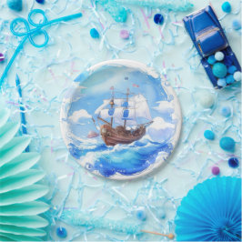 Prato De Papel Chegada de Um Pequeno Marinheiro: Chá de fraldas d