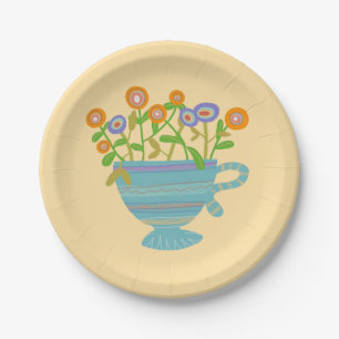 Prato De Papel Cheio Teacup de Flores